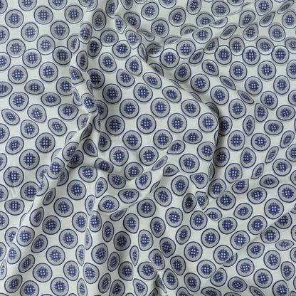 Modern Blue Circle Kashish Hand Block Print Fabric