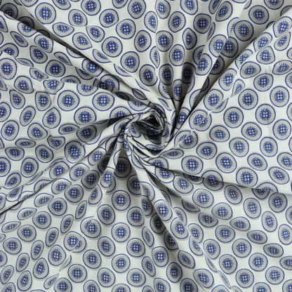 Modern Blue Circle Kashish Hand Block Print Fabric