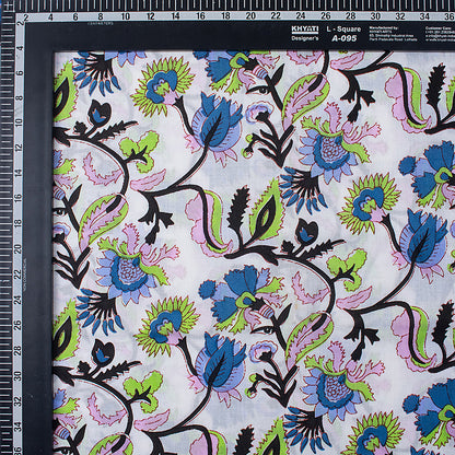Modern Blue Floral India Indian Block Print Fabric