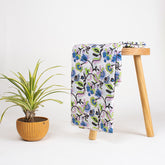 Modern Blue Floral India Indian Block Print Fabric