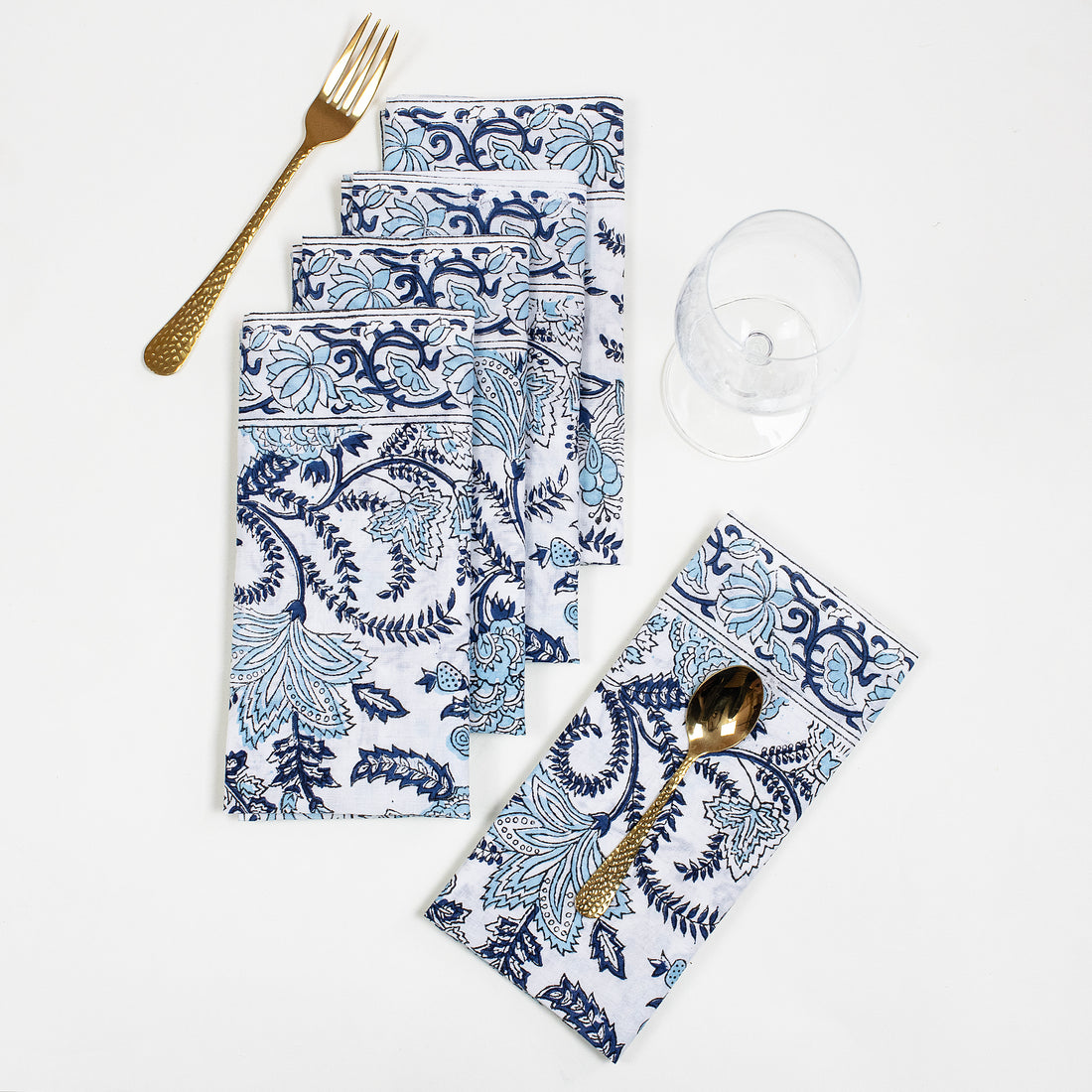 Modern Handmade Block Printed Border Napkin