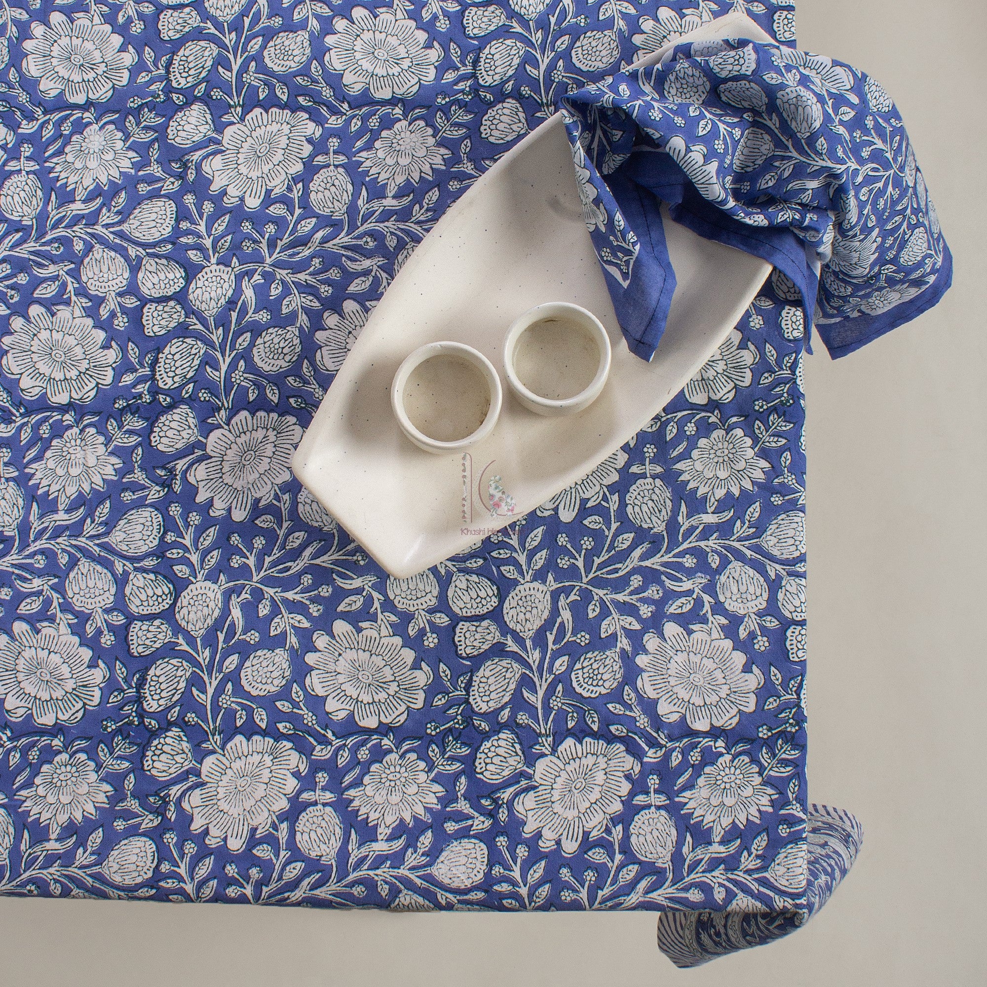 Modern Indian Handmade Block Print Table Cover Cloth 6 Seater