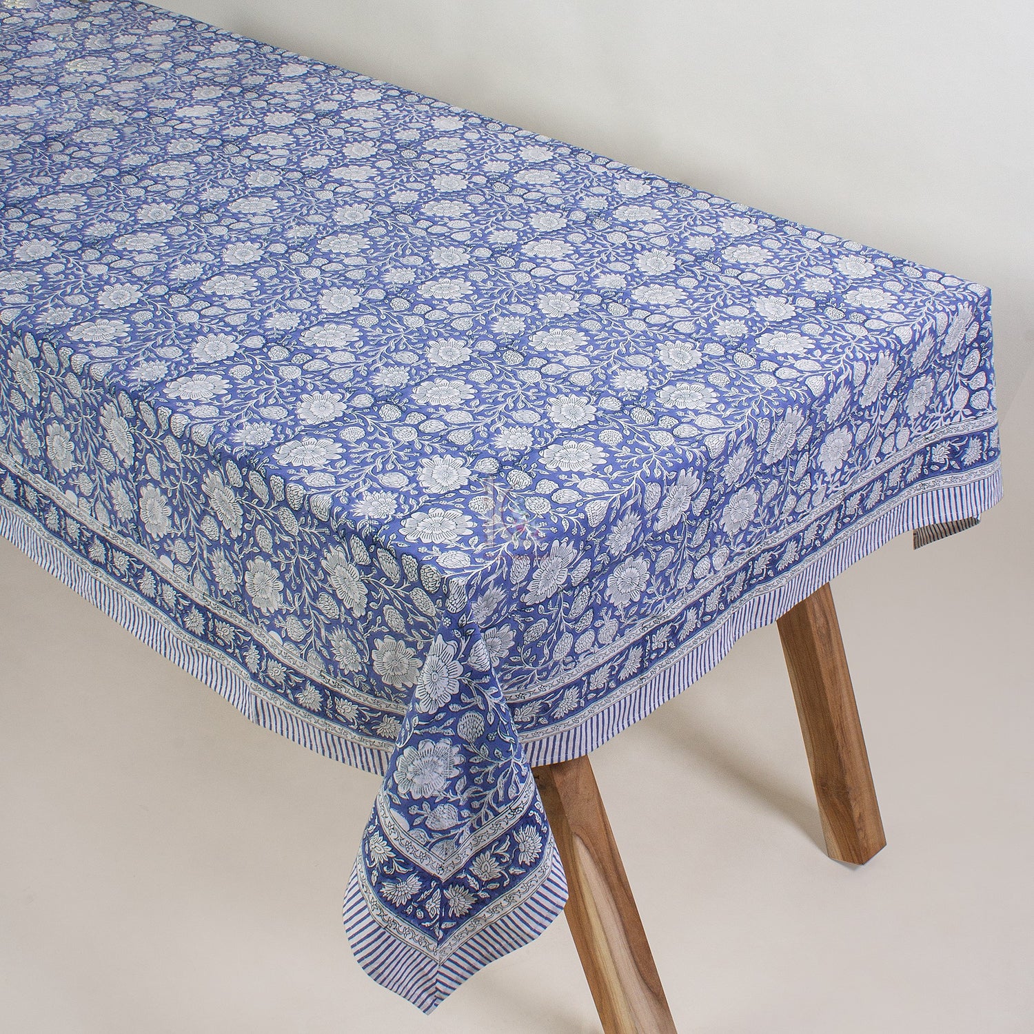 Modern Indian Handmade Block Print Table Cover Cloth 6 Seater