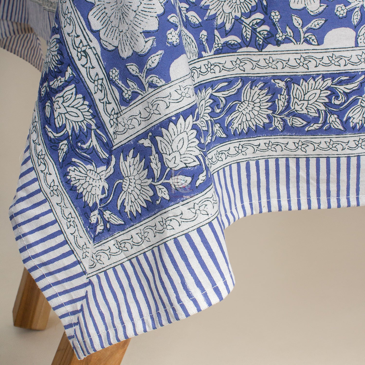 Modern Indian Handmade Block Print Table Cover Cloth 6 Seater