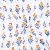 Modern Multicolor Floral Hand Block Printed Cotton Fabric