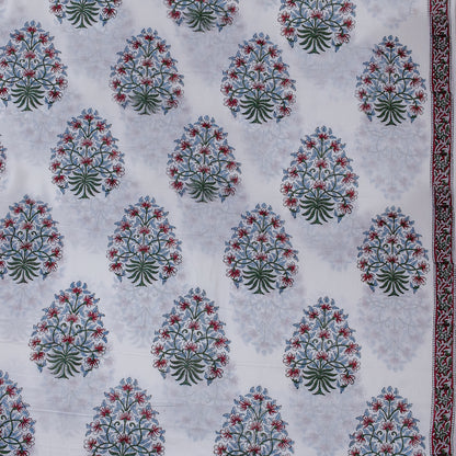 Modern Red Boota Hand Block Print Fabric for Dress Material