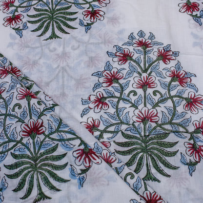 Modern Red Boota Hand Block Print Fabric for Dress Material
