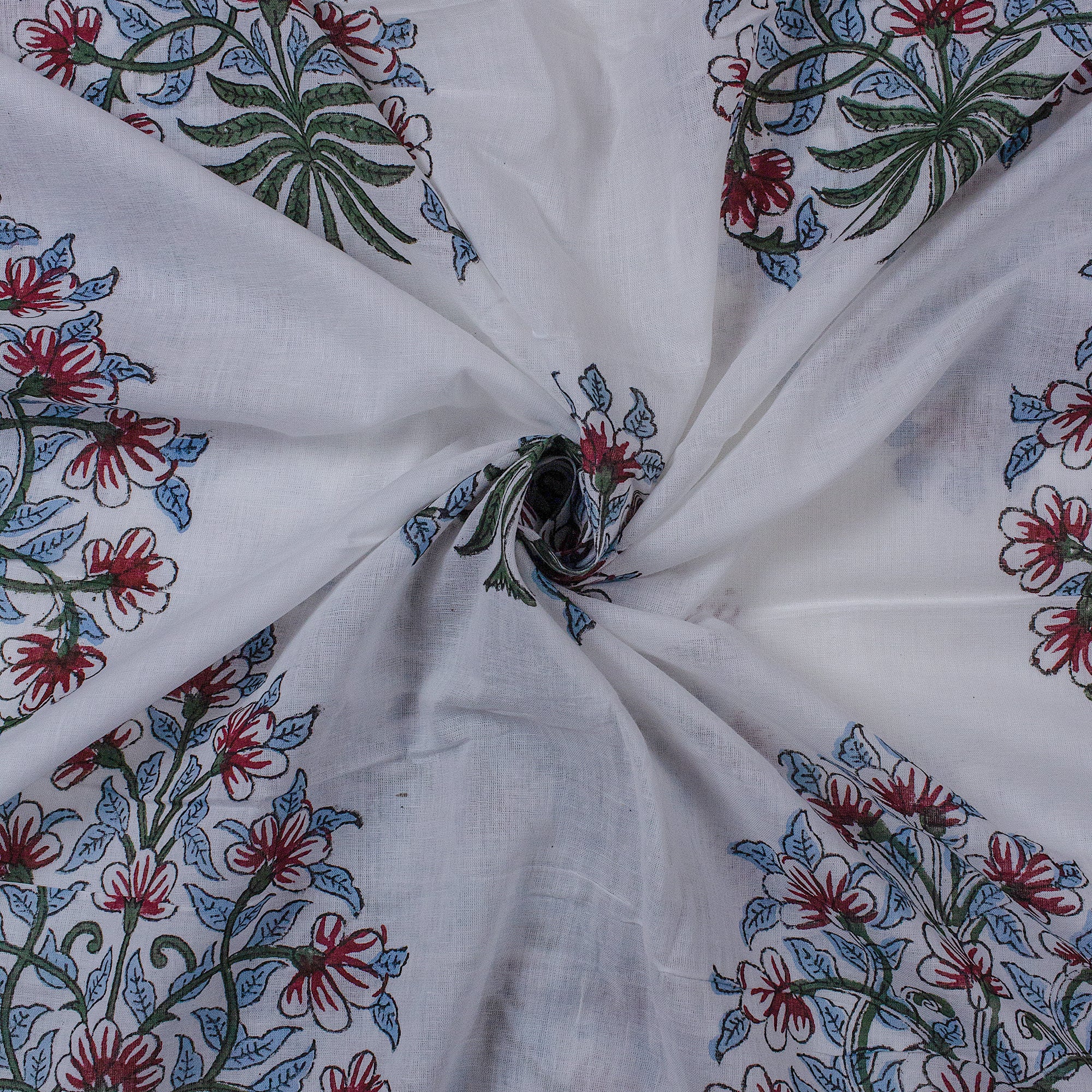 Modern Red Boota Hand Block Print Fabric for Dress Material