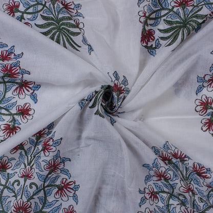 Modern Red Boota Hand Block Print Fabric for Dress Material