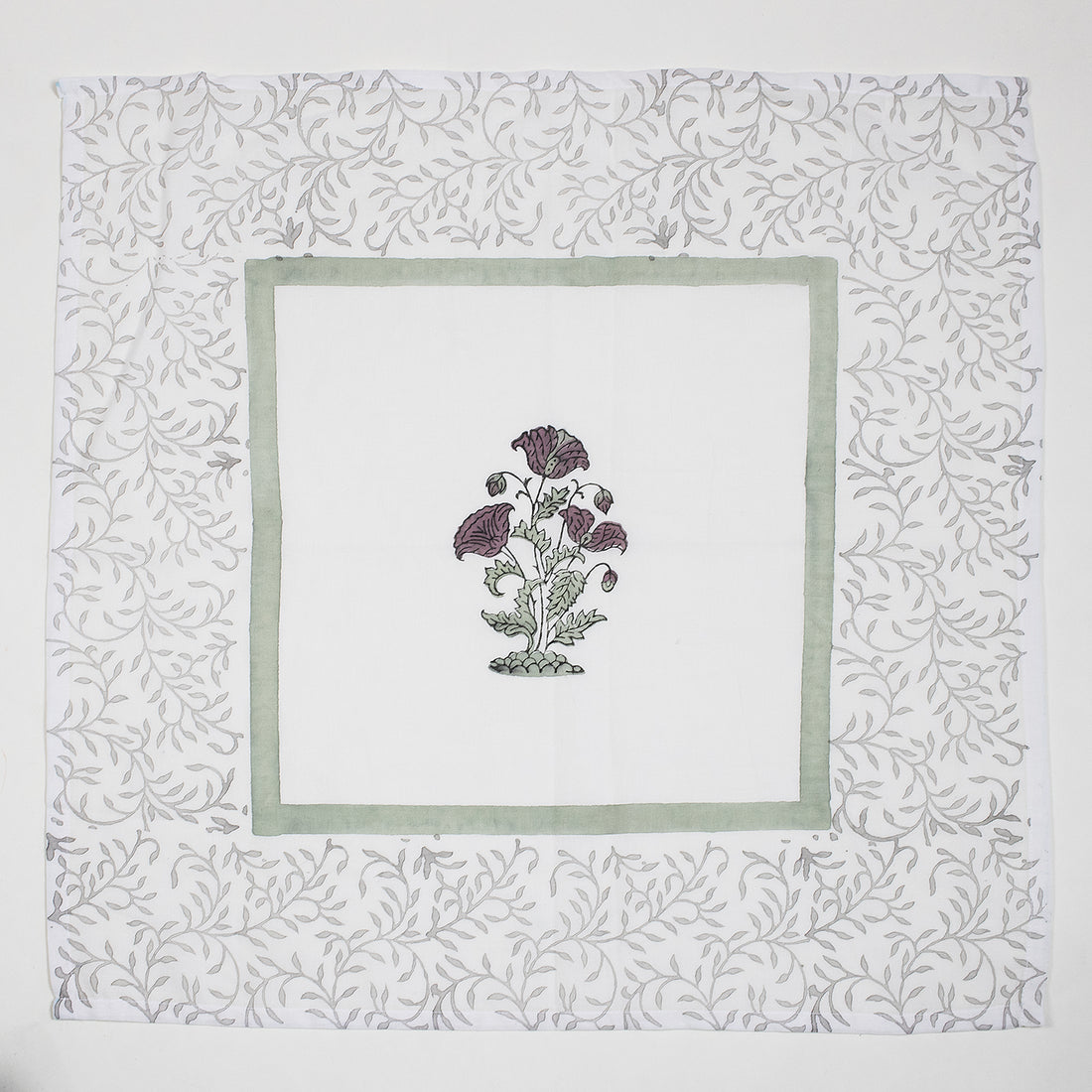 Modern Red Floral Hand Block Printed Cotton Napkin Cloth