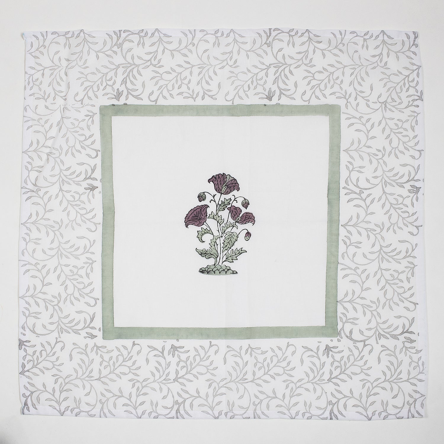 Modern Red Floral Hand Block Printed Cotton Napkin Cloth