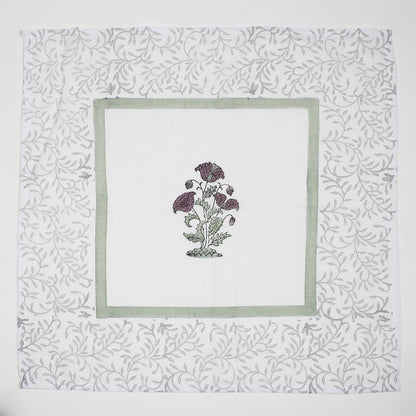 Modern Red Floral Hand Block Printed Cotton Napkin Cloth