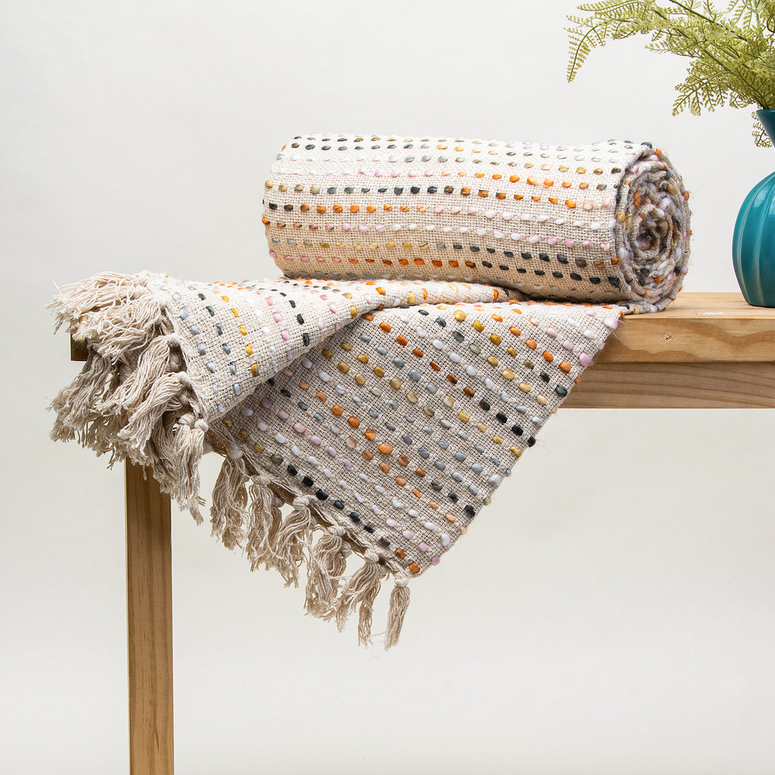 Modern Reversible Cotton Woven Blanket For Sofa, Bed, Outers