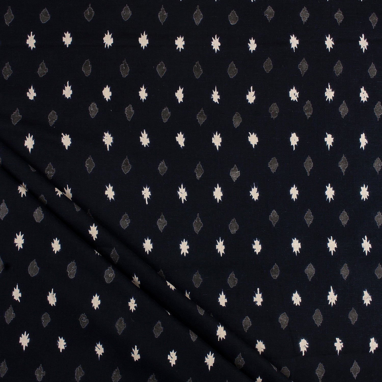Monochrome Mud Hand Block Printed Cotton Fabric