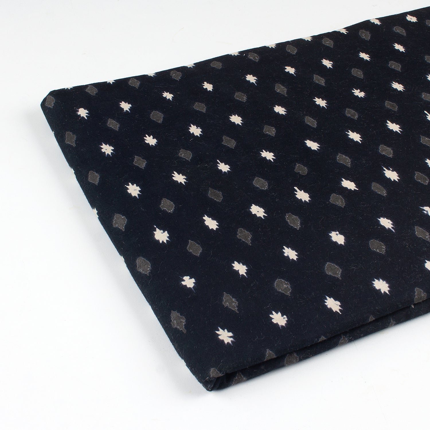 Monochrome Mud Hand Block Printed Cotton Fabric