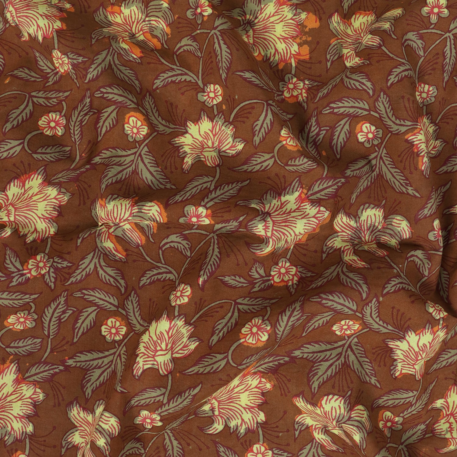 Mud Resist Floral Pure Cotton Dabu Print Fabric