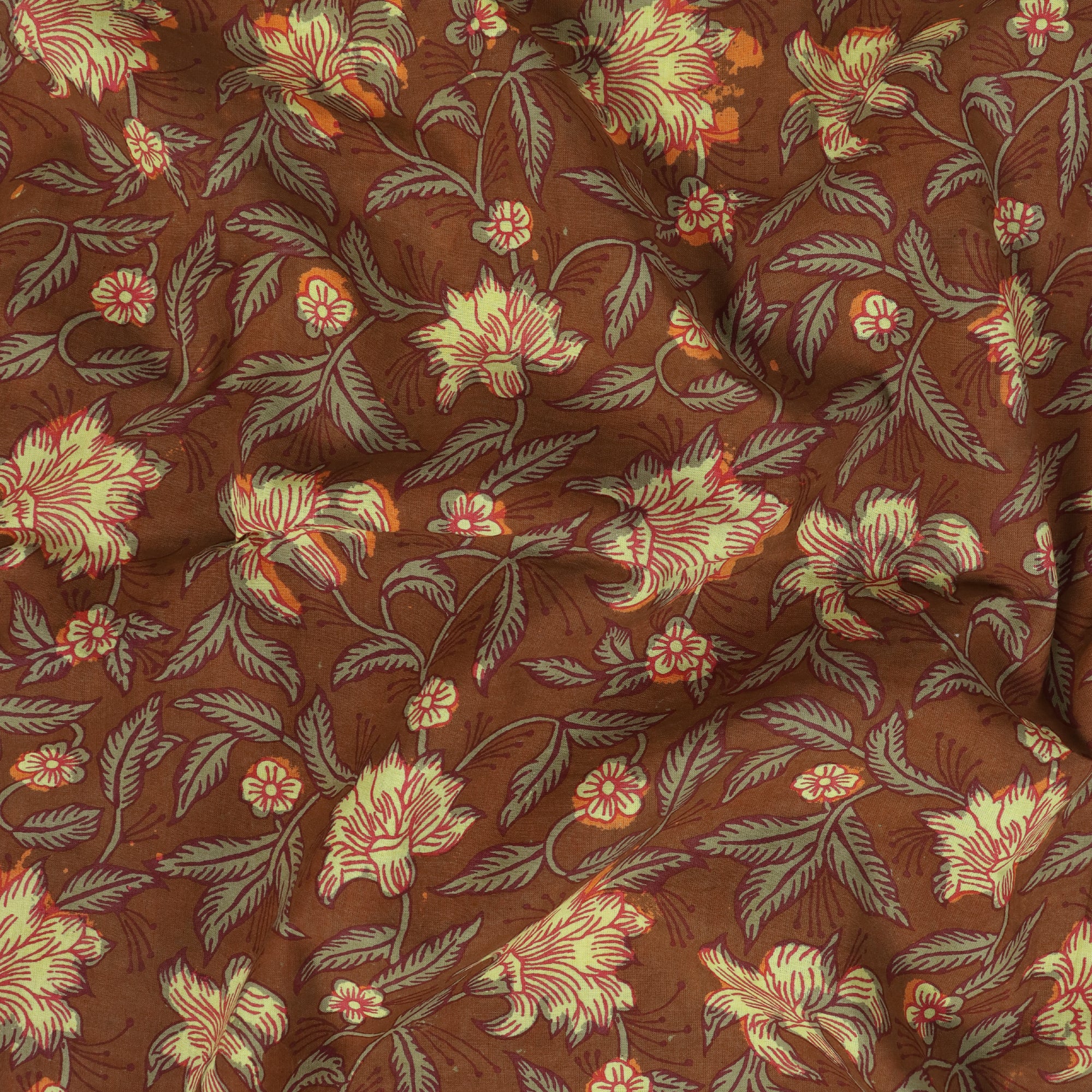 Mud Resist Floral Pure Cotton Dabu Print Fabric