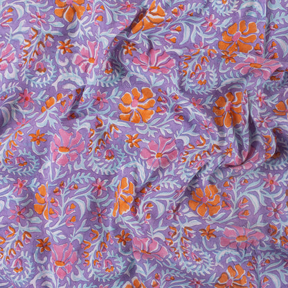 Multi Floral Hand Block Cotton Voile Fabric