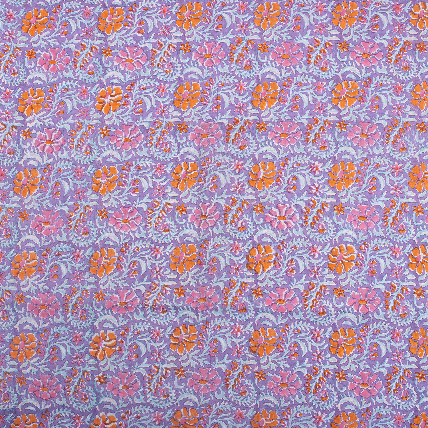 Multi Floral Hand Block Cotton Voile Fabric