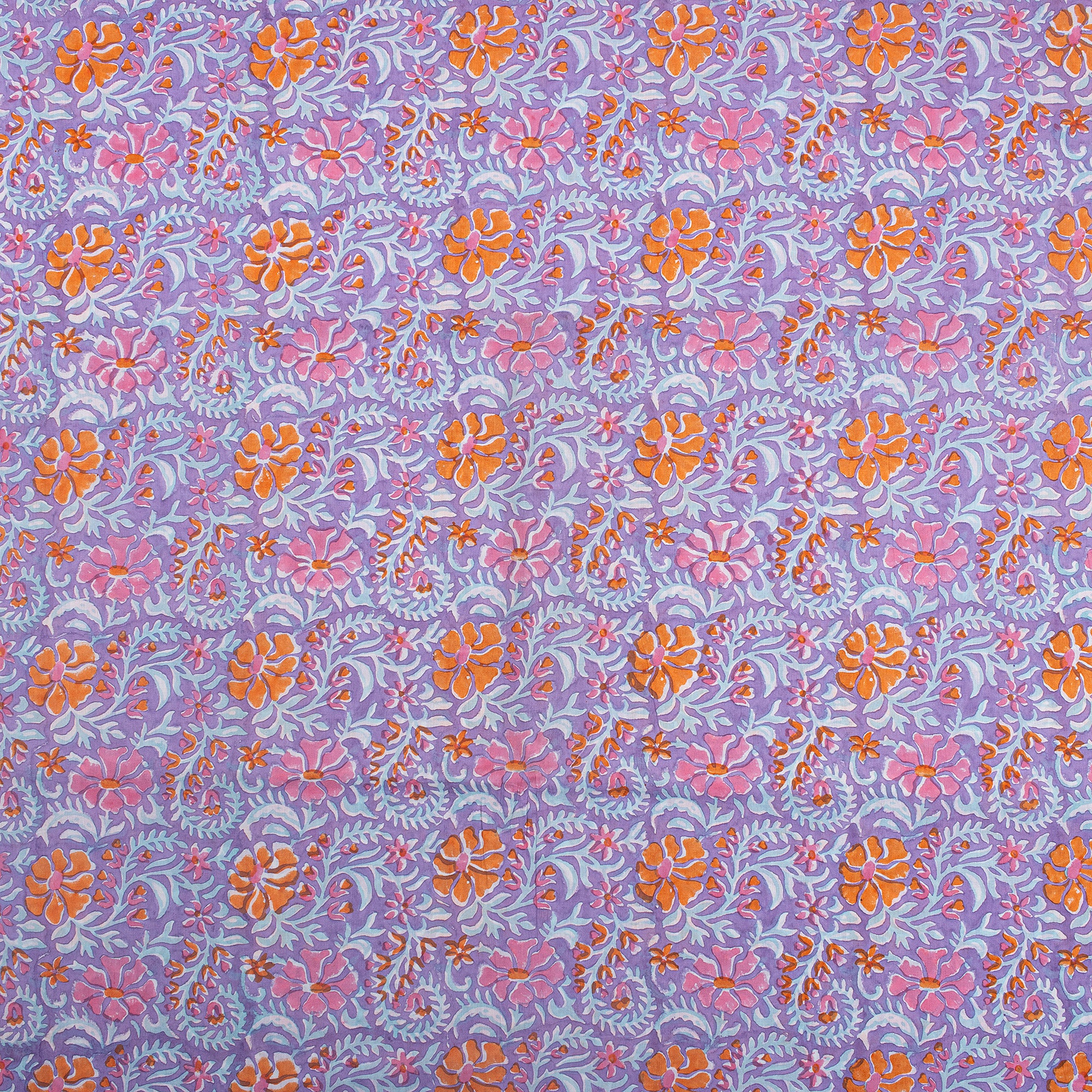 Multi Floral Hand Block Cotton Voile Fabric