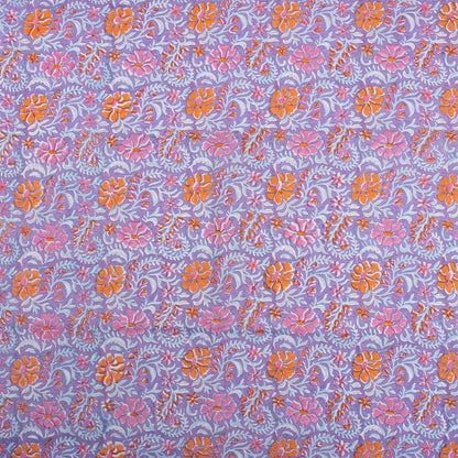 Multi Floral Hand Block Cotton Voile Fabric