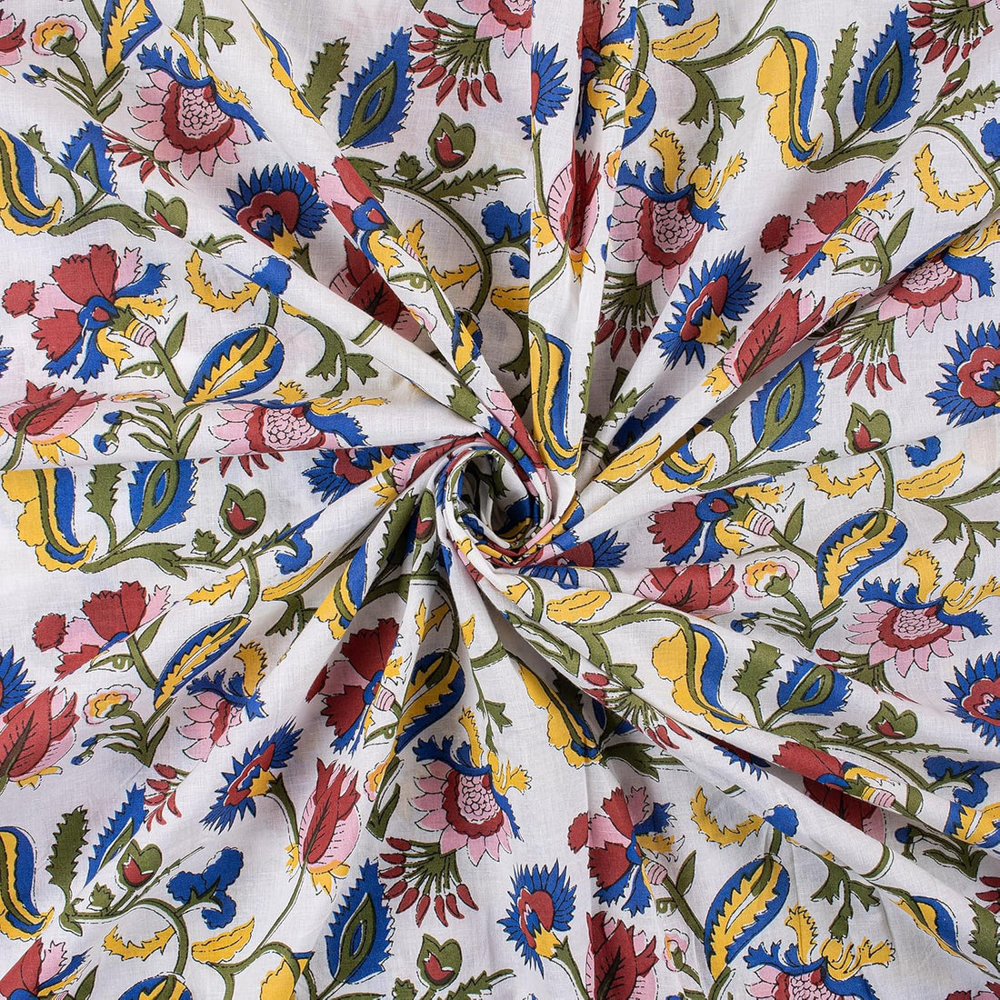 Multi Floral Indian Cotton Running Fabric