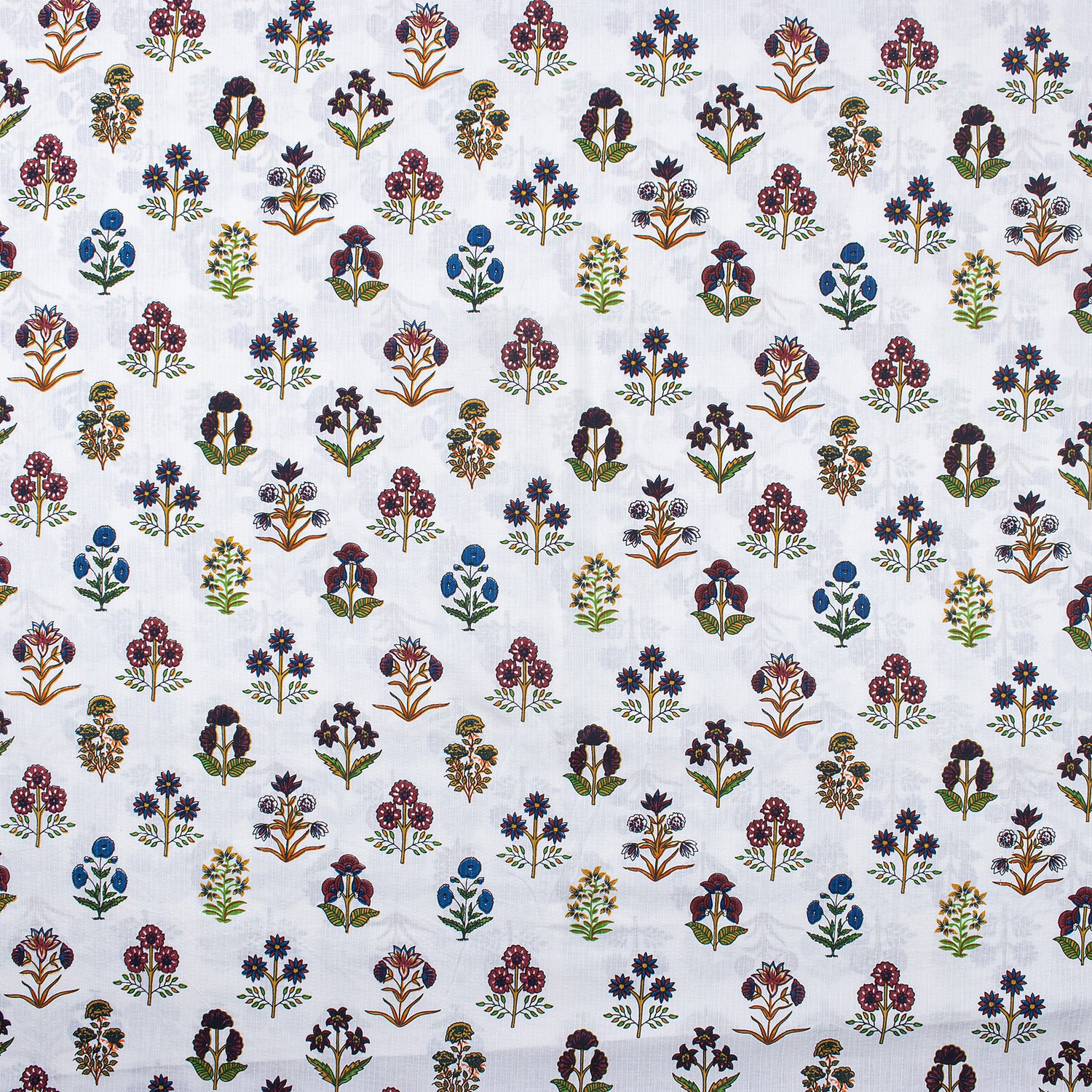 Multi Floral Printed Pure Kantha Fabric