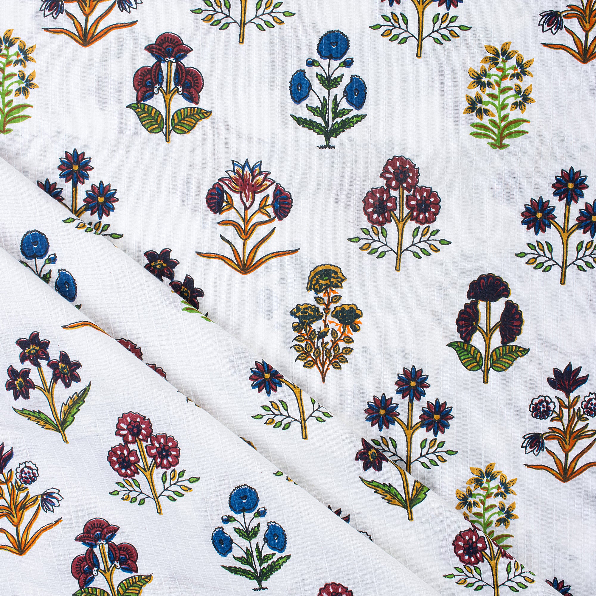 Multi Floral Printed Pure Kantha Fabric