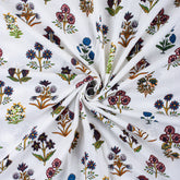 Multi Floral Printed Pure Kantha Fabric