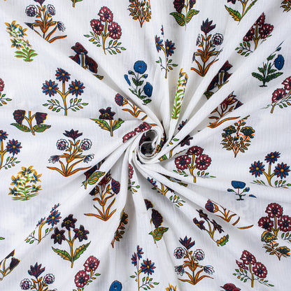 Multi Floral Printed Pure Kantha Fabric