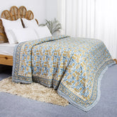 Multi Floral Reversible Hand Block Printed Cotton Jaipuri Razai