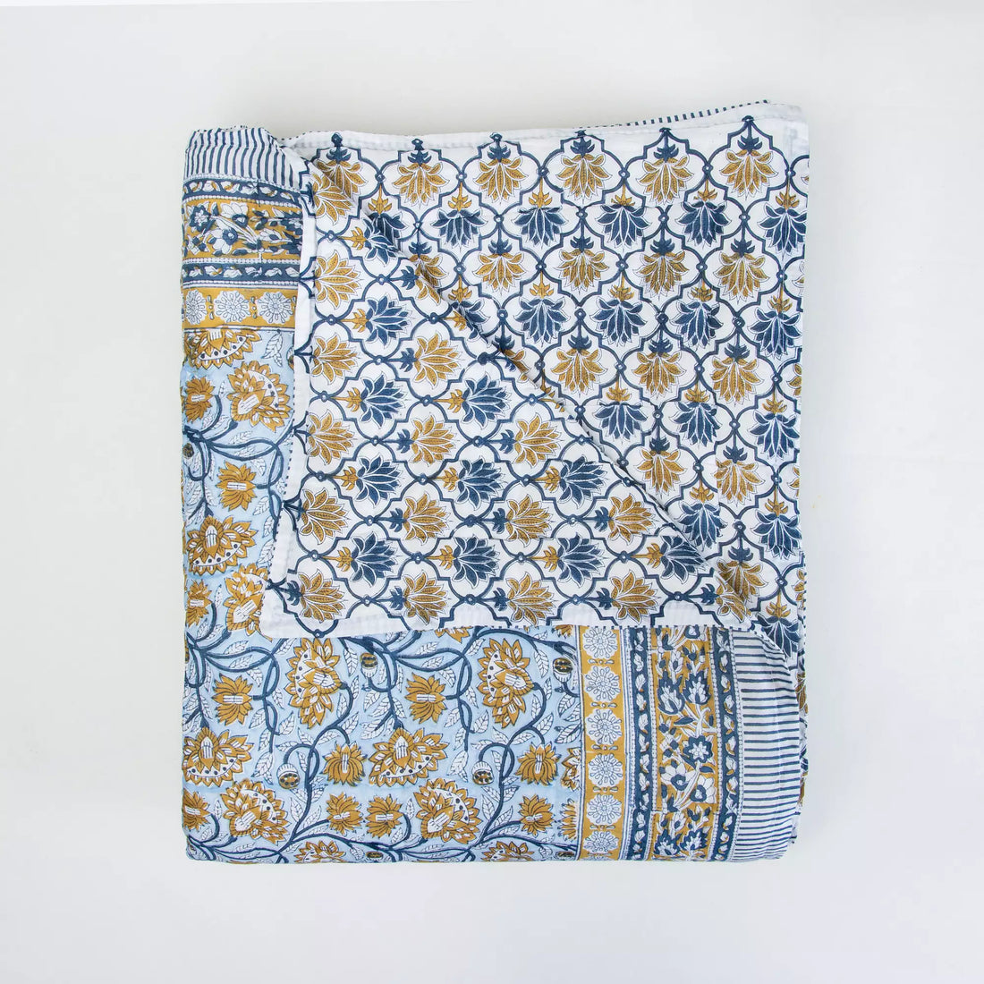 Multi Floral Reversible Hand Block Printed Cotton Jaipuri Razai