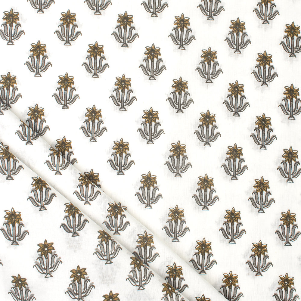 Multicolor Booti Floral Cotton Hand Block Print Fabric