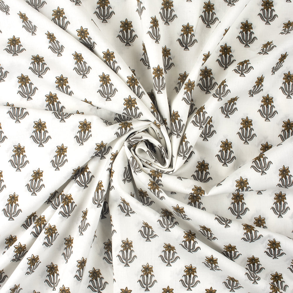 Multicolor Booti Floral Cotton Hand Block Print Fabric