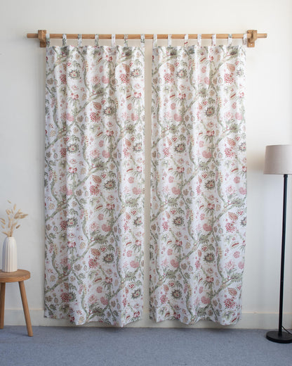 Multicolor Floral Block Printed Drapes for Living Room