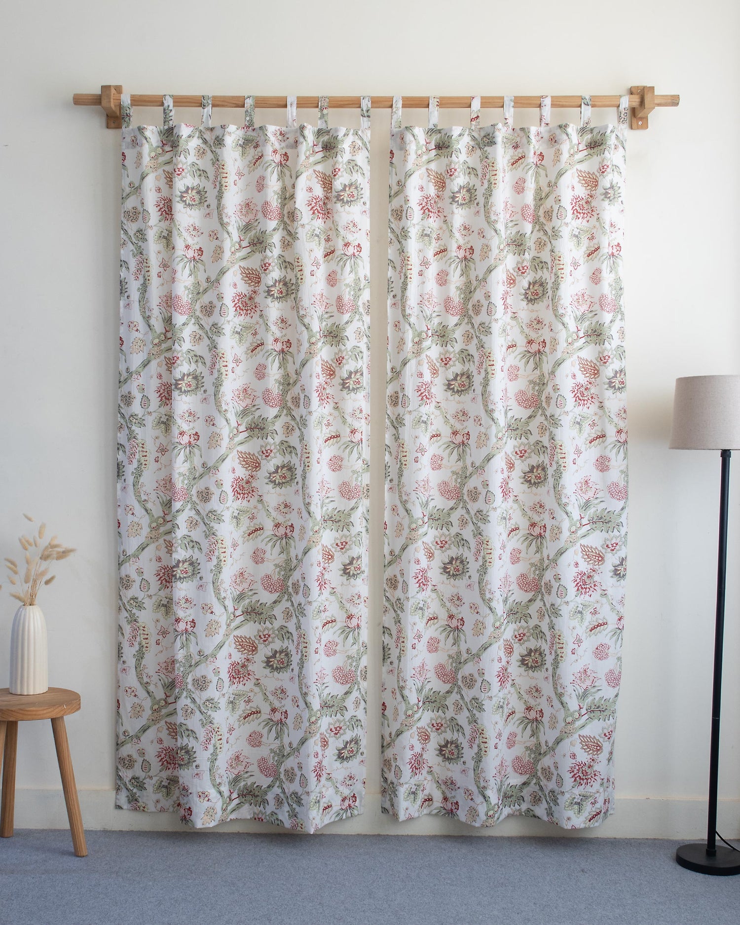 Multicolor Floral Block Printed Drapes for Living Room