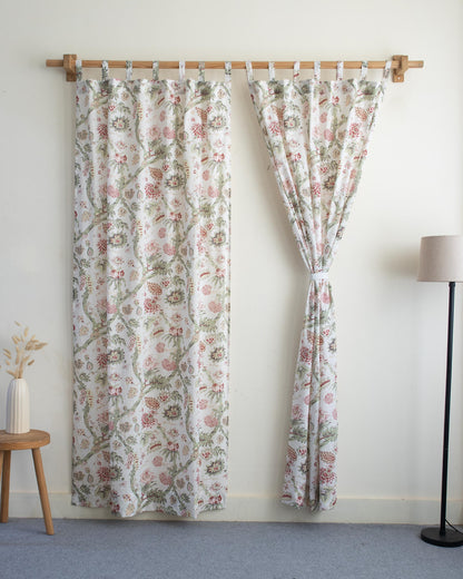 Multicolor Floral Block Printed Drapes for Living Room