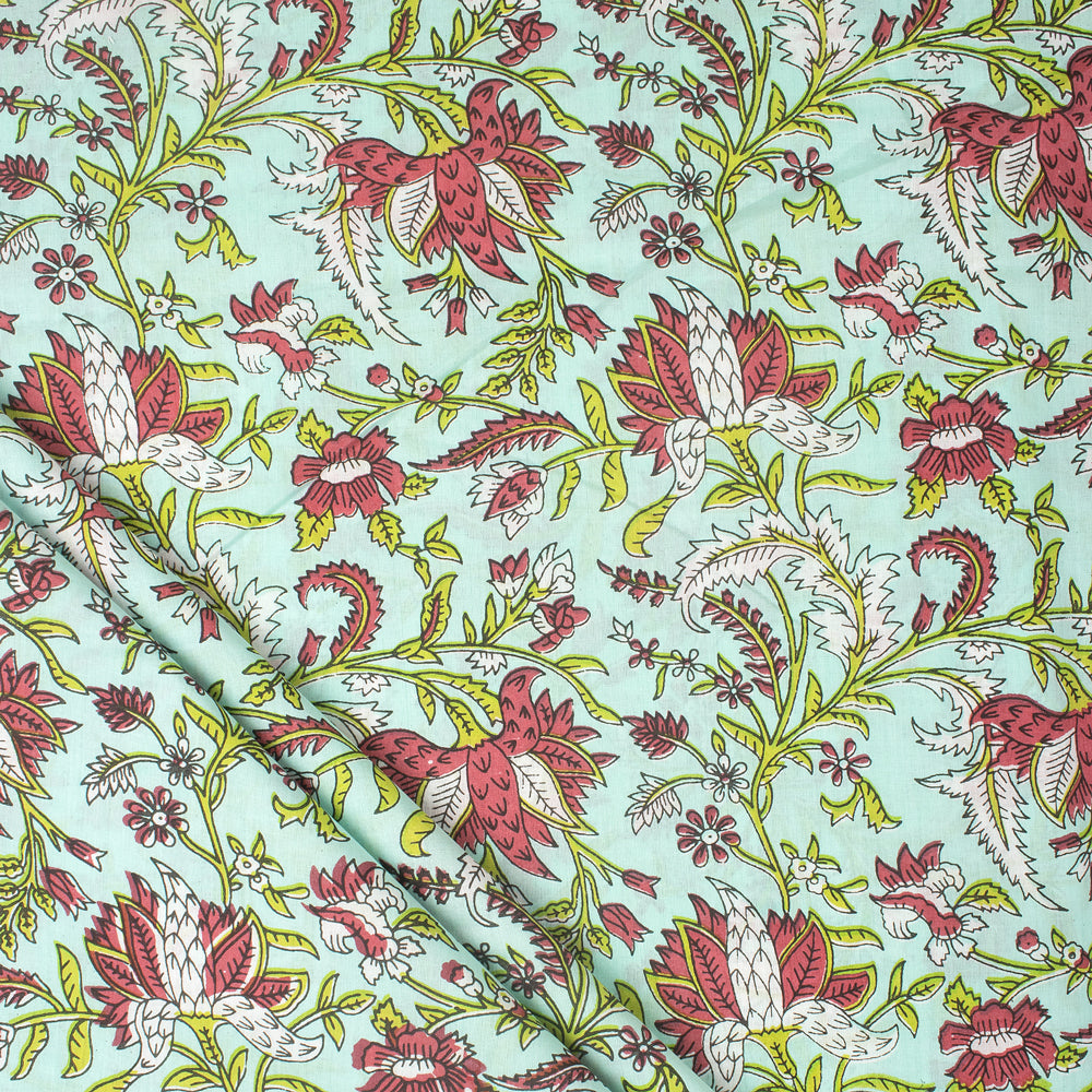 Multicolor Floral Hand Block Print Fabric 