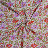 Multicolor Floral Hand Block Printed Organic Cotton Fabric