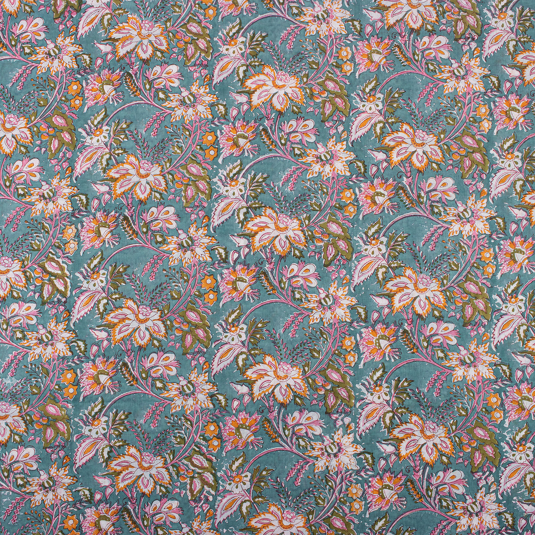 Multicolor Floral Indian Block Print Fabric