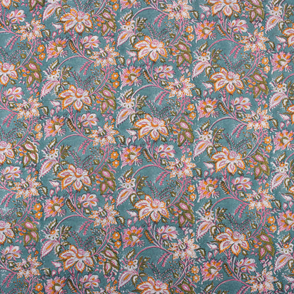 Multicolor Floral Indian Block Print Fabric
