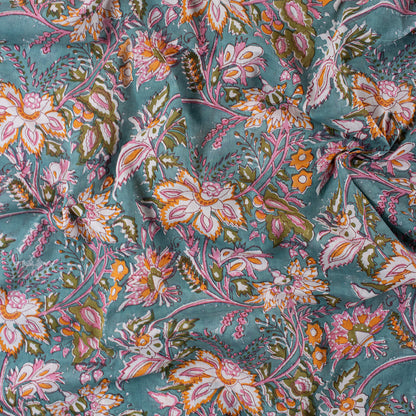 Multicolor Floral Indian Block Print Fabric