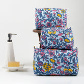 Multicolor Floral Pure Cotton Toiletry Bag For Men & Women