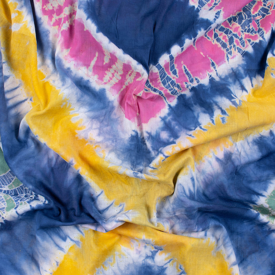 Multicolor Light Weighted Cotton Tie Dye Shibori Fabric