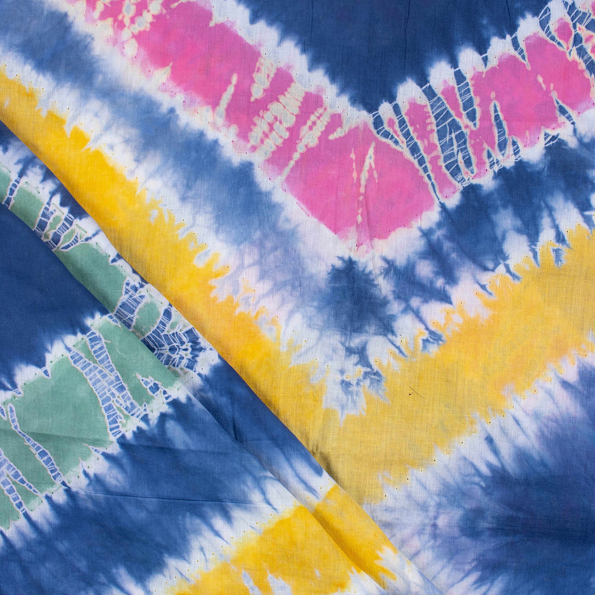 Multicolor Light Weighted Cotton Tie Dye Shibori Fabric
