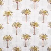 Multicolor Palm Tree Block Print Running Fabric