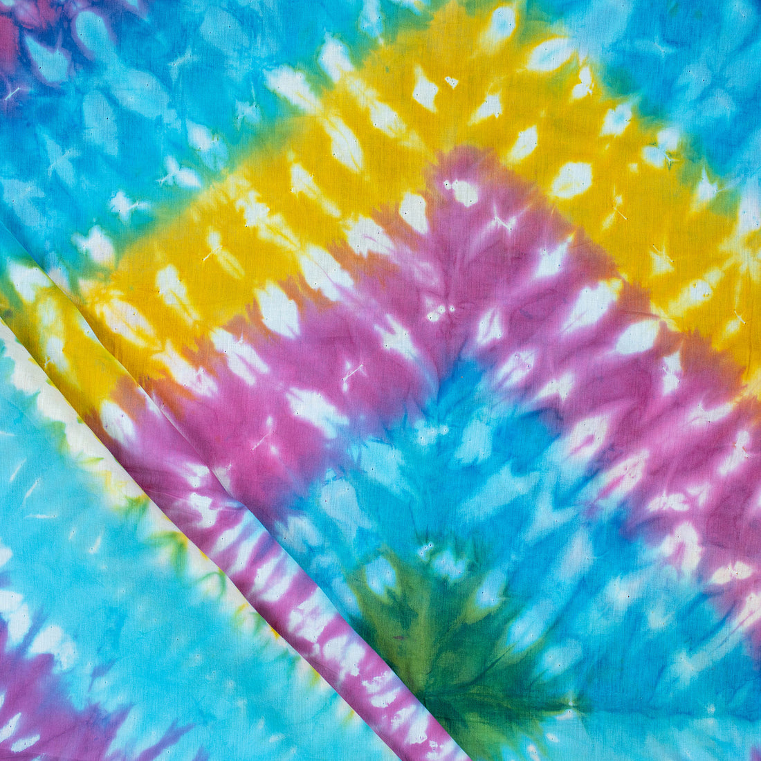 Multicolor Shibori Tie Dye Fabric - Natural Cotton