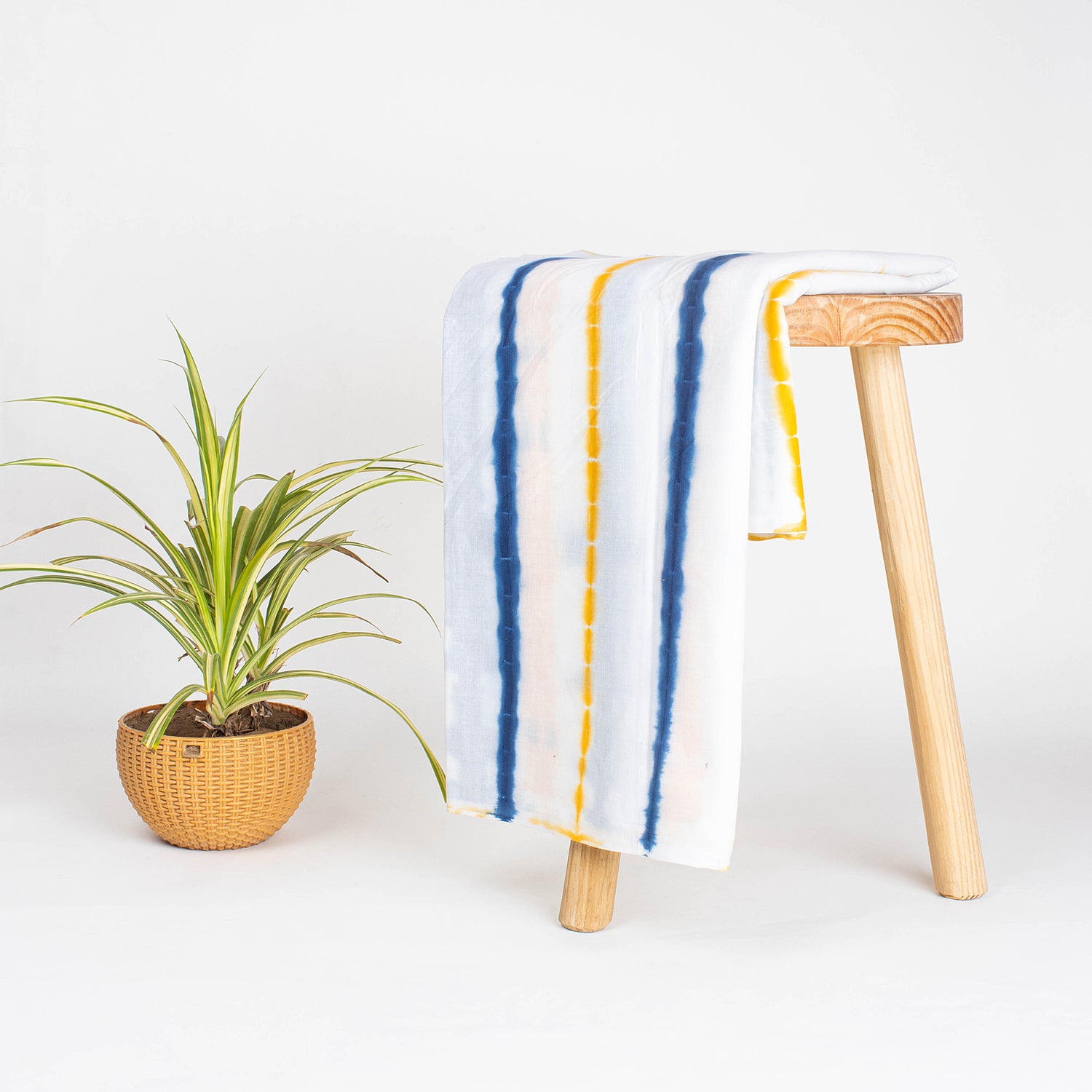 Multicolor Striped Cotton Tie Dye Shibori Fabric