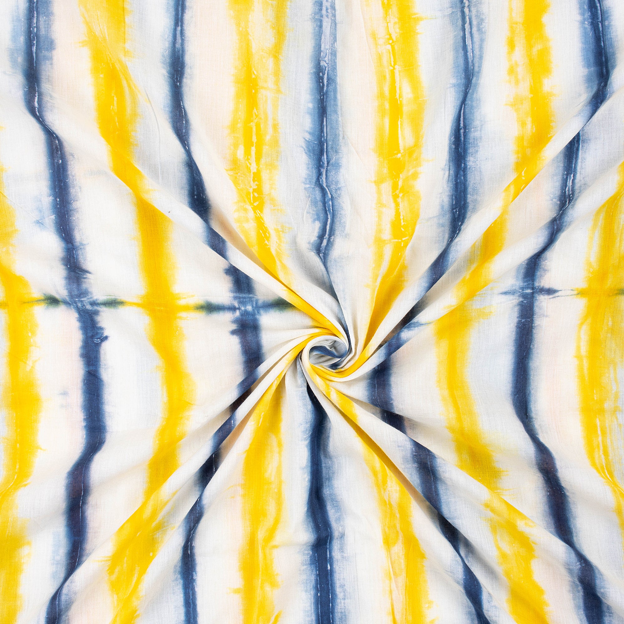 Multicolor Striped Cotton Tie Dye Shibori Fabric