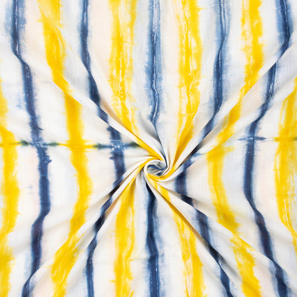 Multicolor Striped Cotton Tie Dye Shibori Fabric